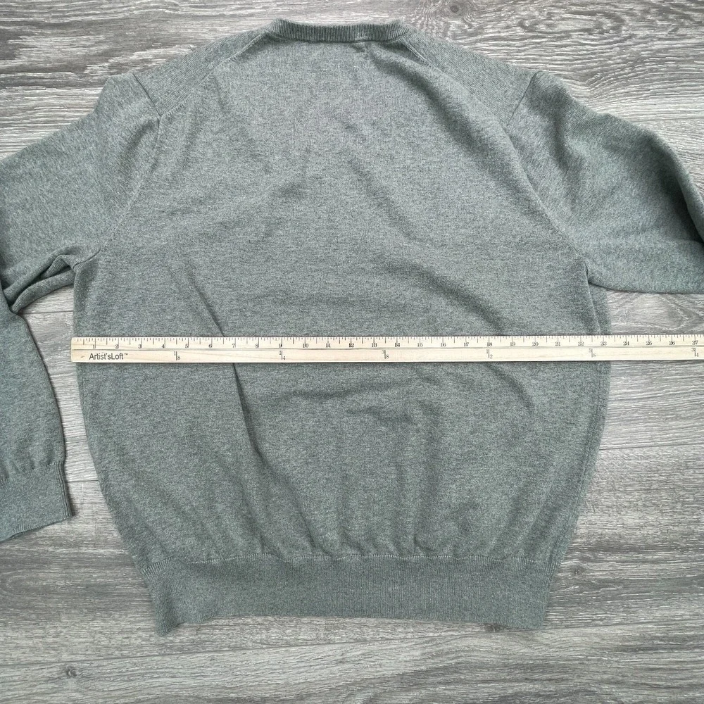 Polo Sweater Mens 2XL Gray Pony Pima Cotton Academia Minimalist V Neck Preppy